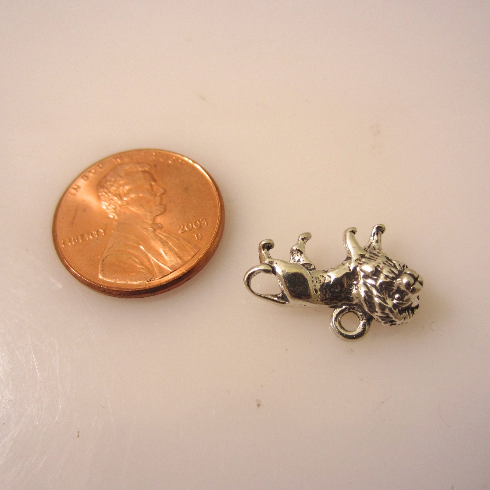 .925 Sterling Silver 3-D African Male LION with Mane CHARM NEW Pendant 925 AN18