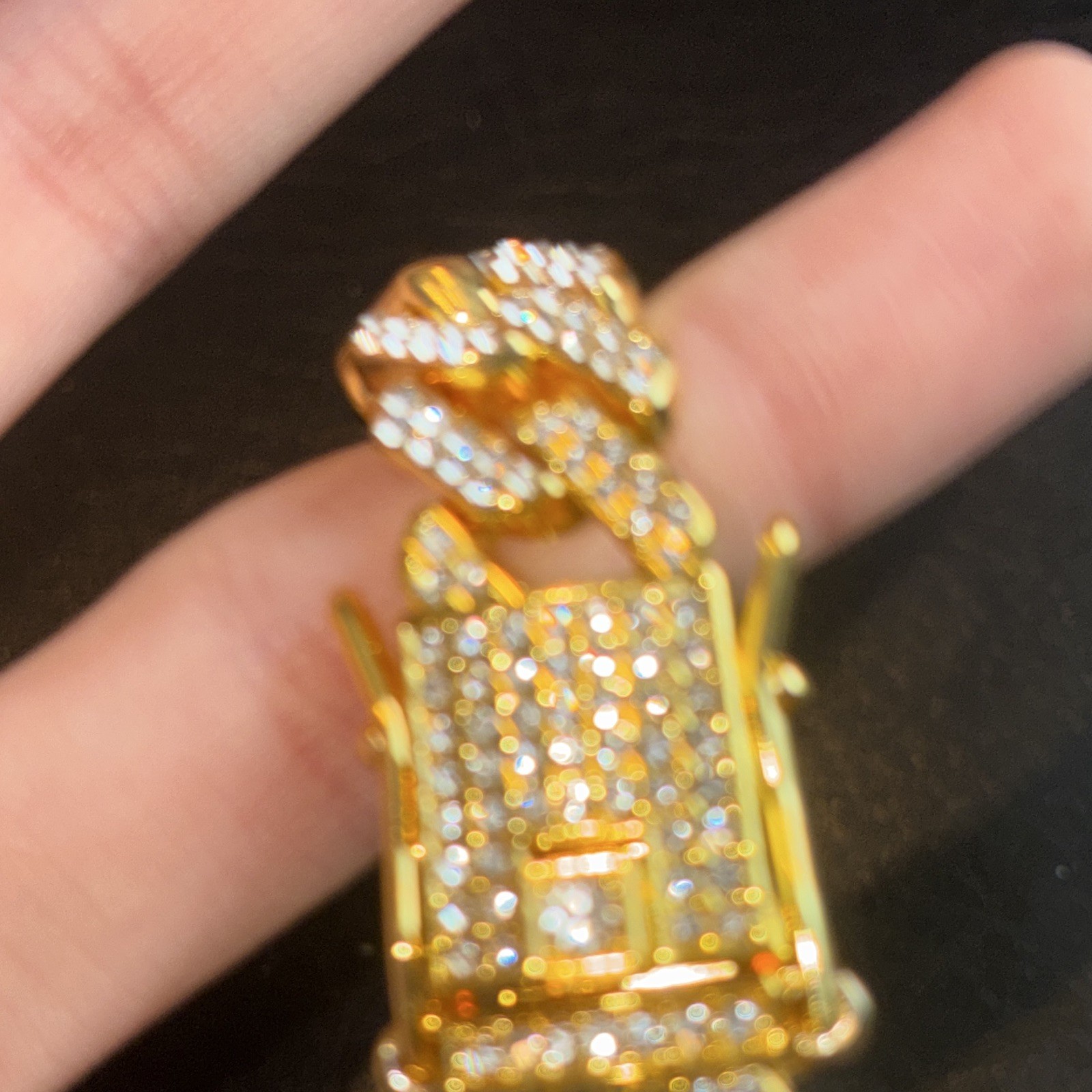 Iced out 14k gold plated CZ bracelet. 8inches and 8mm thick.
