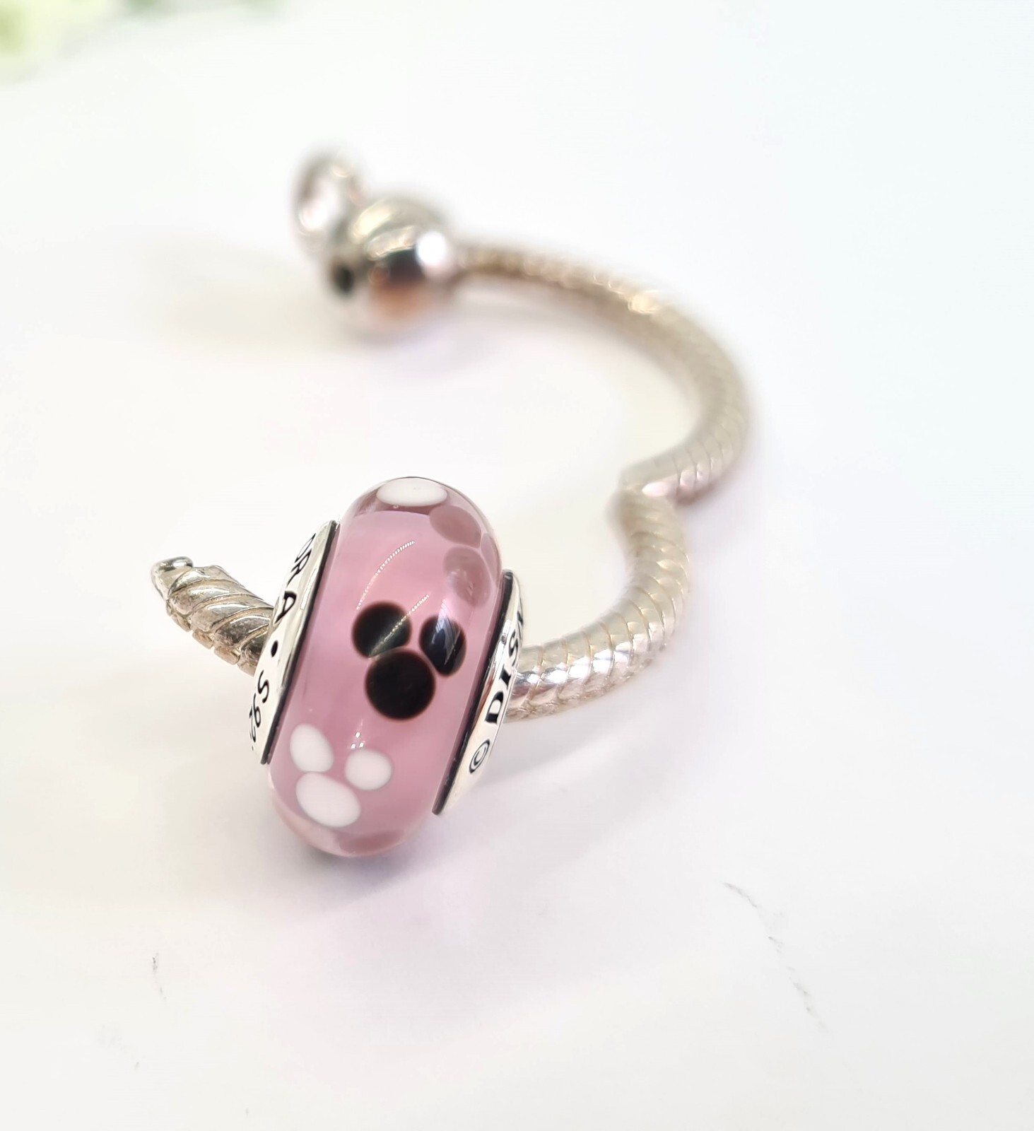 Authentic Pandora Disney Mickey Mouse Icon Pink Murano Glass Parks Exclusive