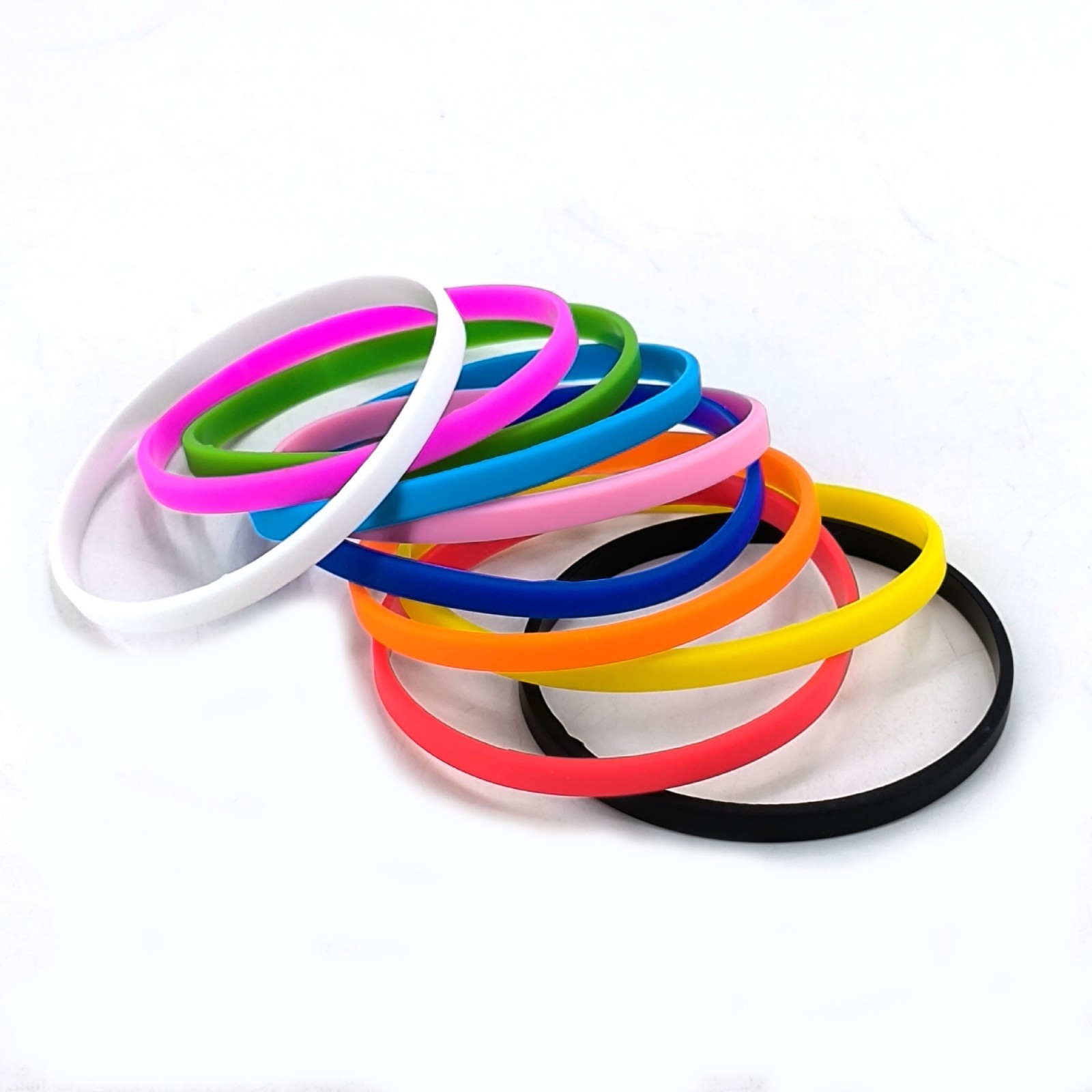 10 20 Pcs Lot Silicone Bracelet Blank Wristband Multi Color Thin Wrist Band