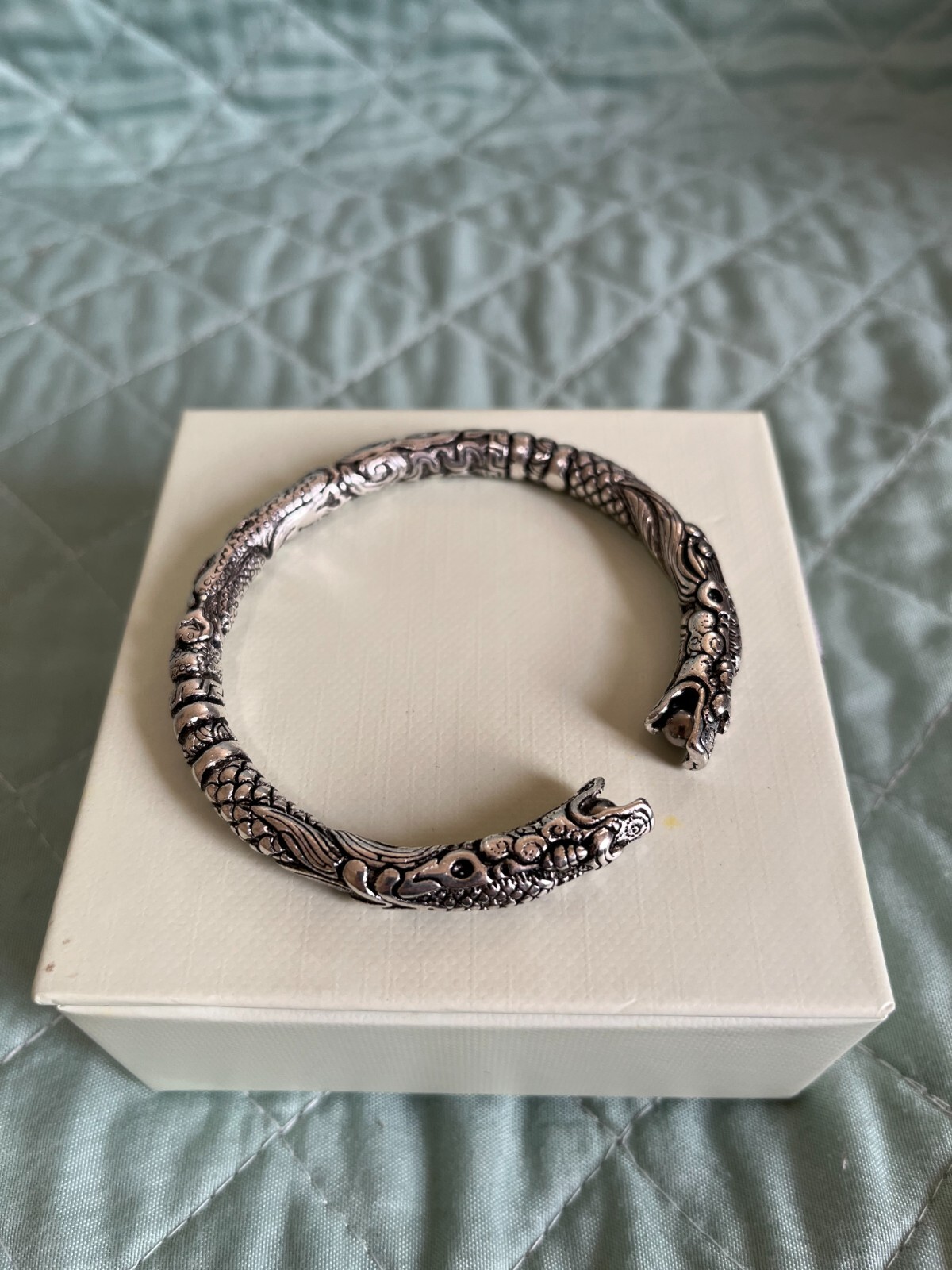 Silver Female Twin Dragon Bracelet