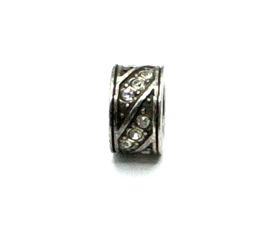 Brighton Horizontal Rows of White Colorless Crystals Silver Spacer Bead