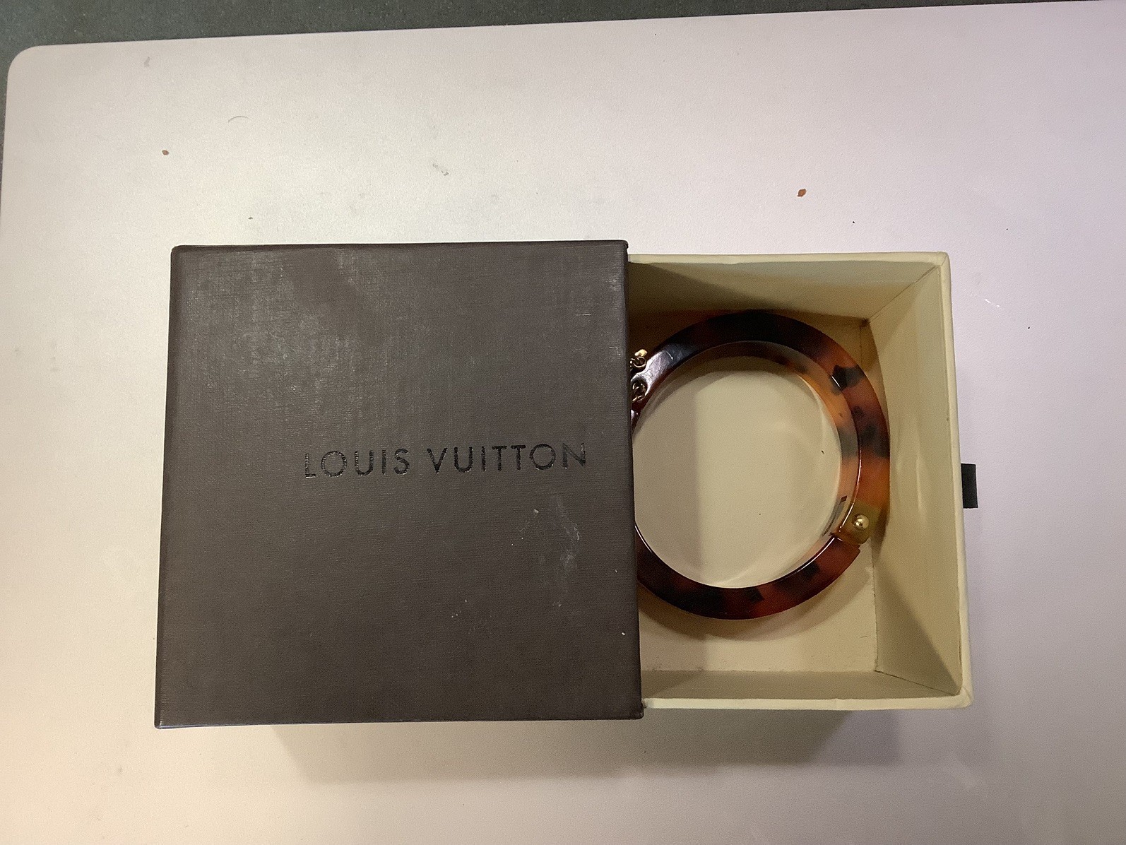 Louis Vuitton Lock Me Bangle Bracelet Tortoise Shell Resin 1.5cm – Full Set