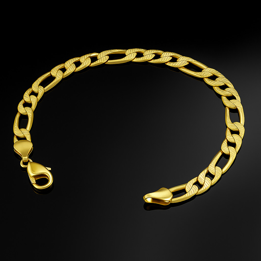Thick Baby Figaro Link Bracelet for Kids 5.75″ 5.6mm Gold Filled Gifts for Birth