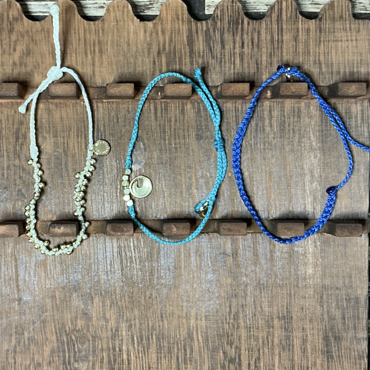 3 Pura Vida Braided Cord Dangle Charm Bracelet Multicolor Adjustable Tie