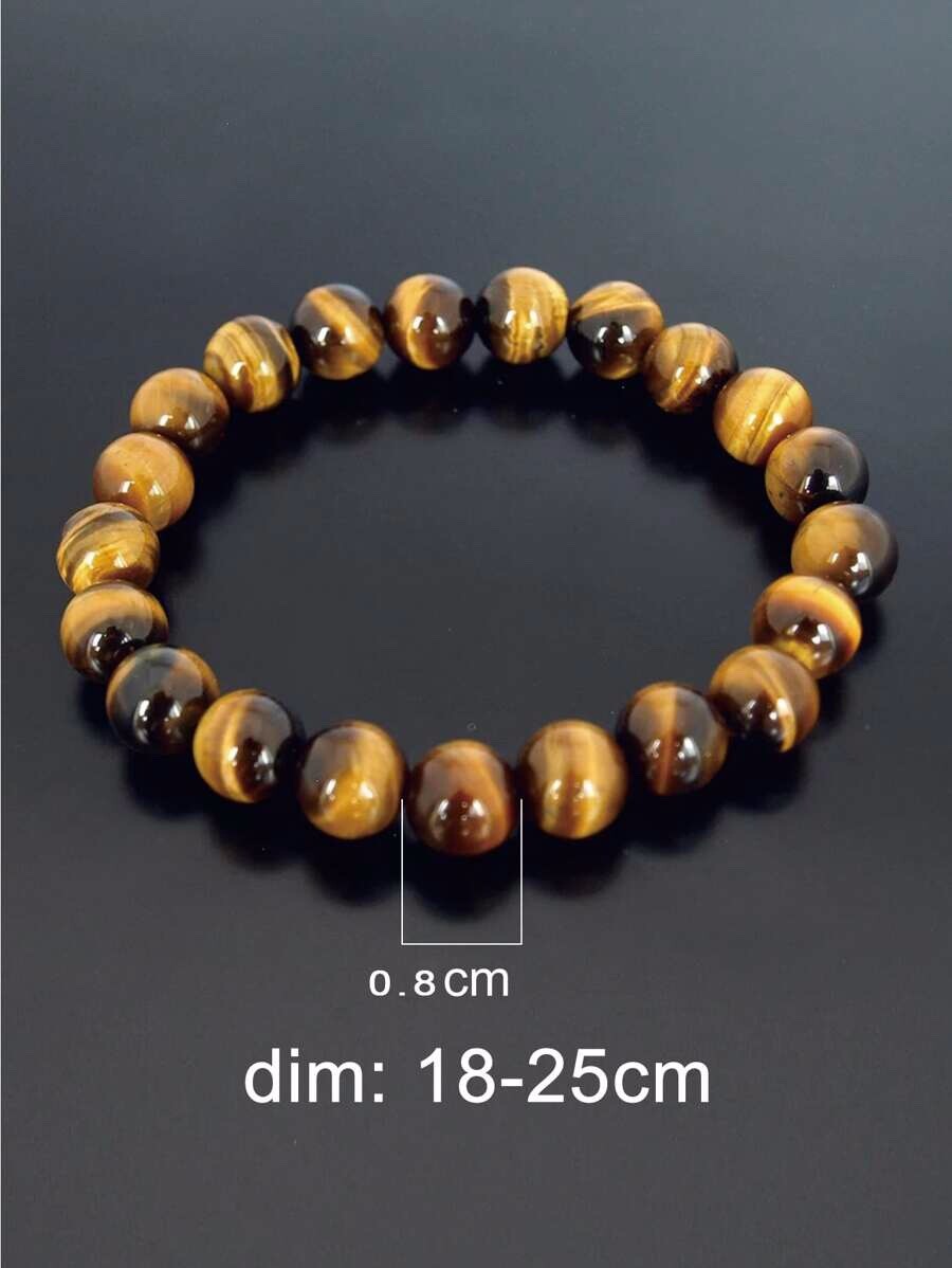 Tiger Eye Bracelet 8mm Men Women Handmade Natural Stone Tiger Eye Beads Bracelet