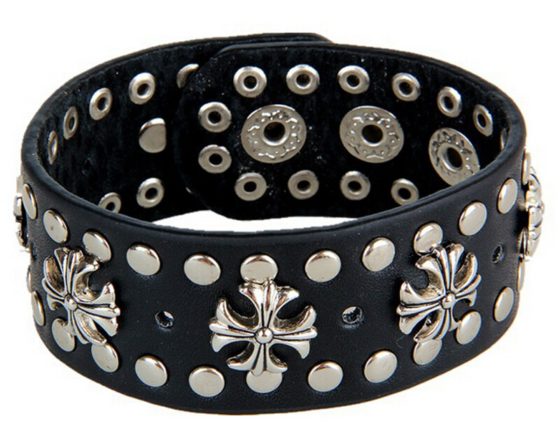 Punk Goth Bracelet for Men Women Leather Spike Rivet Metal Studded Wristband US