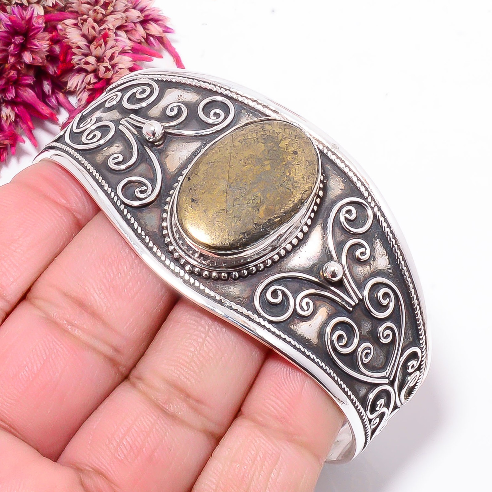 Healer’S Gold Apache Gold 925 Sterling Silver Bali Cuff|C968558752