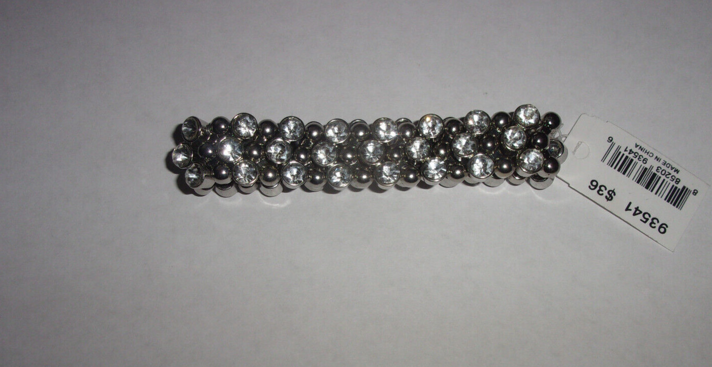 NEW VIVI/COOKIE LEE GENUINE CRYSTAL SILVERTONE METAL STRETCH BRACELET #93541