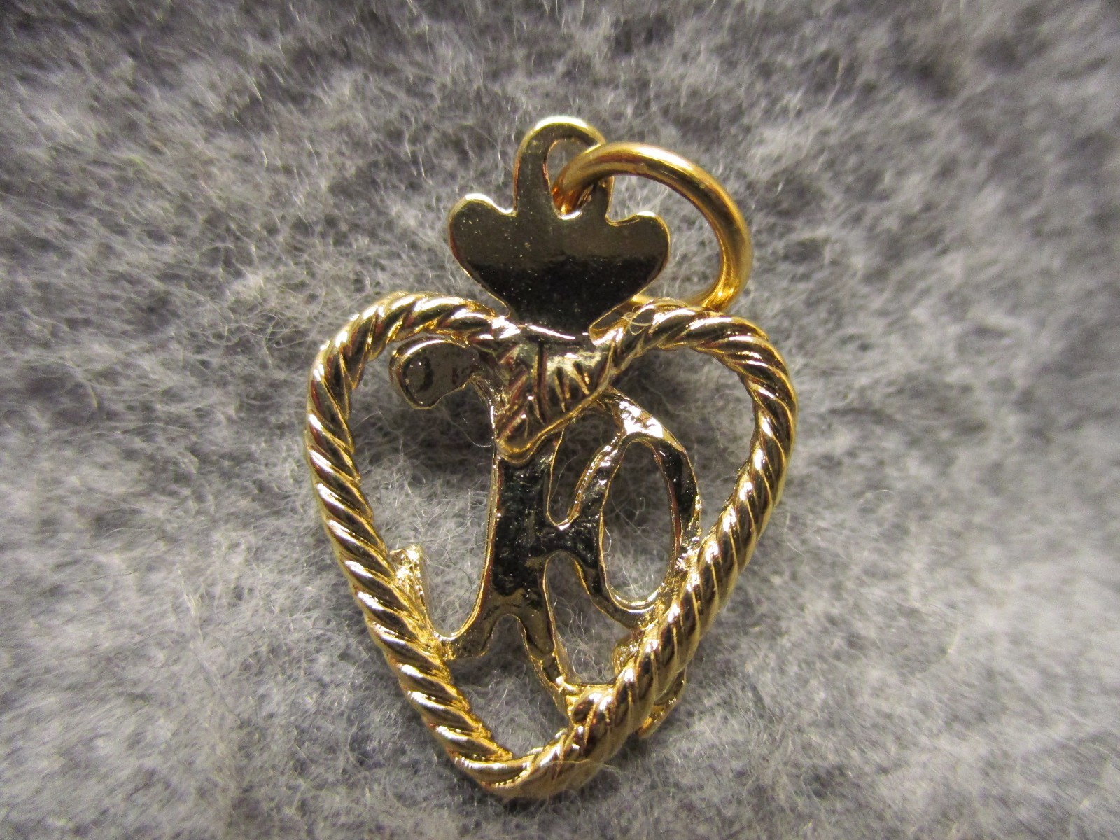 14Kt Gold EP Cursive Script Letter X Initial Heart Charm Pendant w/Jump Ring NEW
