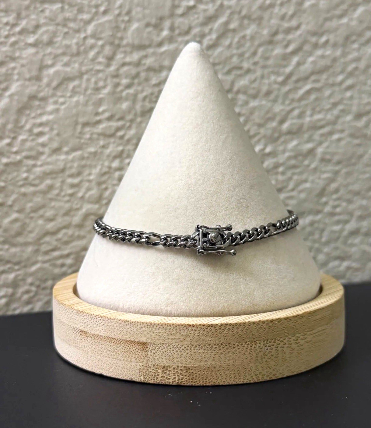 8 inch 4mm – 925 Sterling Silver Miami Figaro Bracelet Black Rhodium Finished