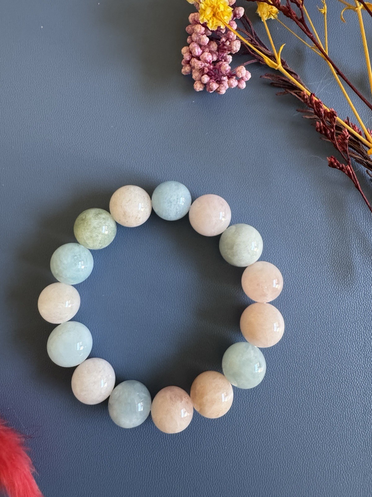 12mm 7A Natural Morganite Bracelet