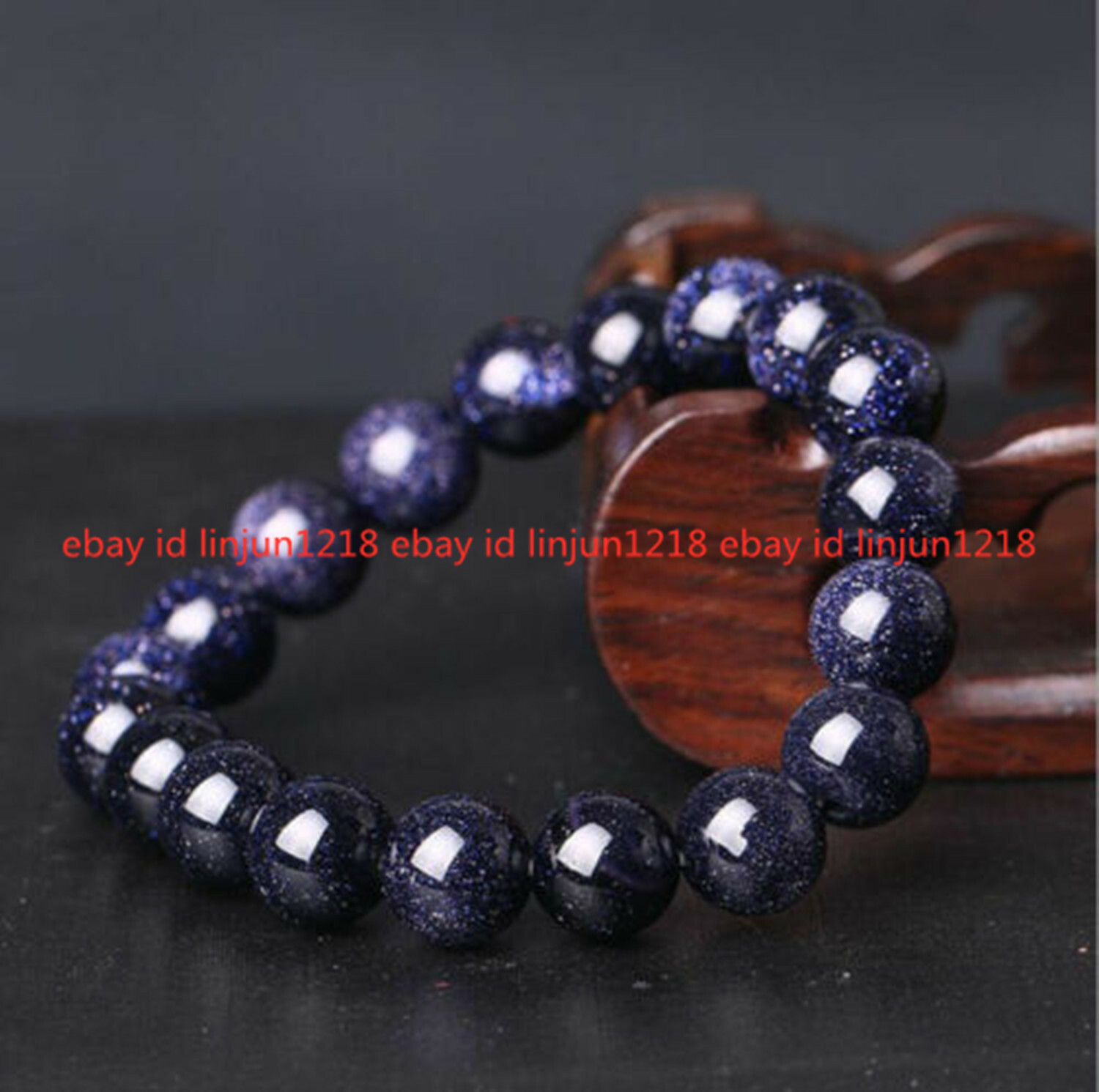 Natural 12mm Blue Galaxy Sandstone Round Gemstone Bracelet Bangle 8in