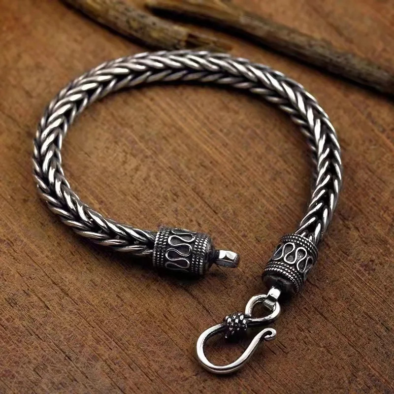 925 Sterling Silver Vintage Rope Chain Bracelet Unisex Jewelry