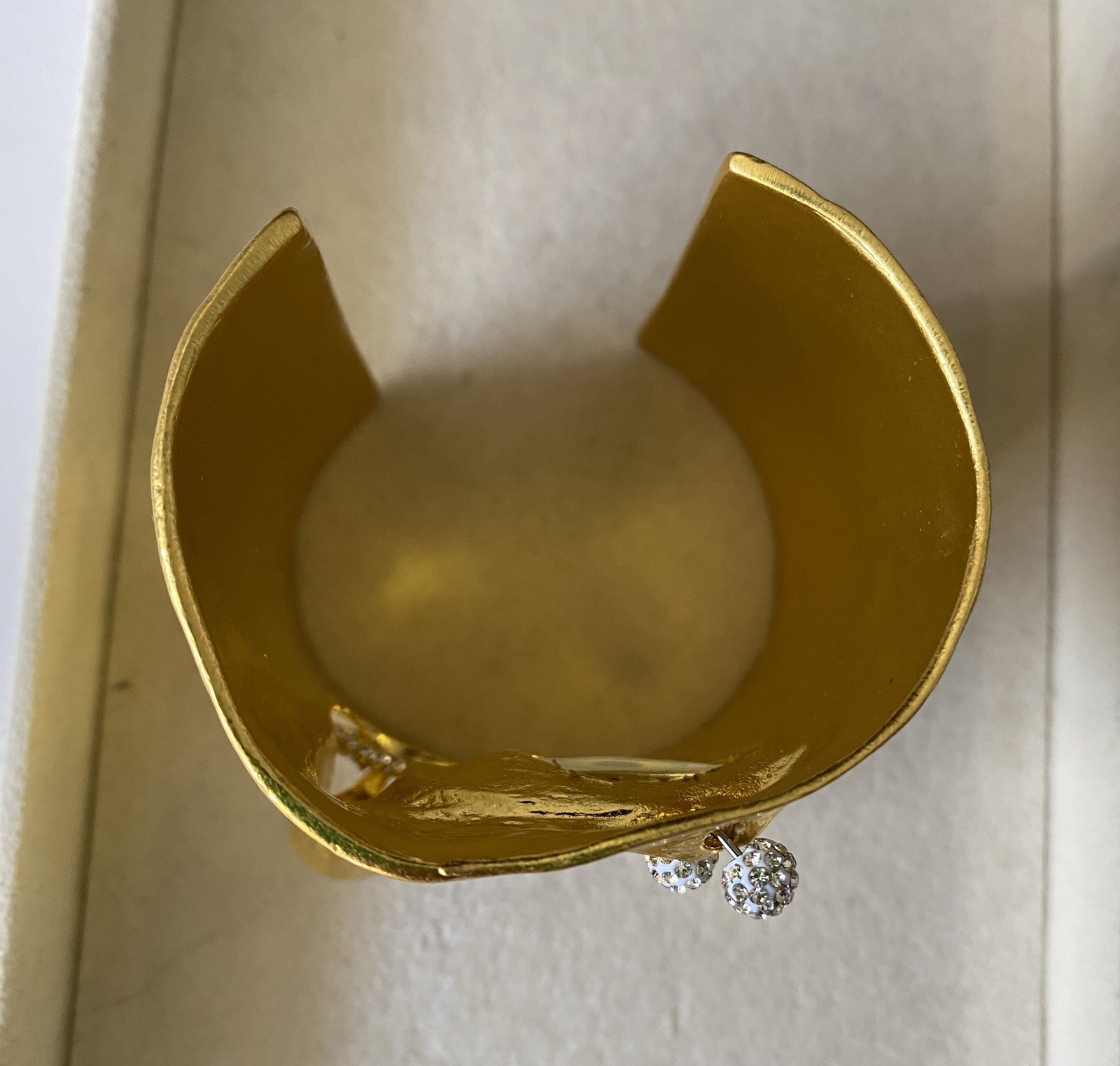 Schiaparelli Style Large Quirky Heavy Gold Tone Face Cuff Bangle