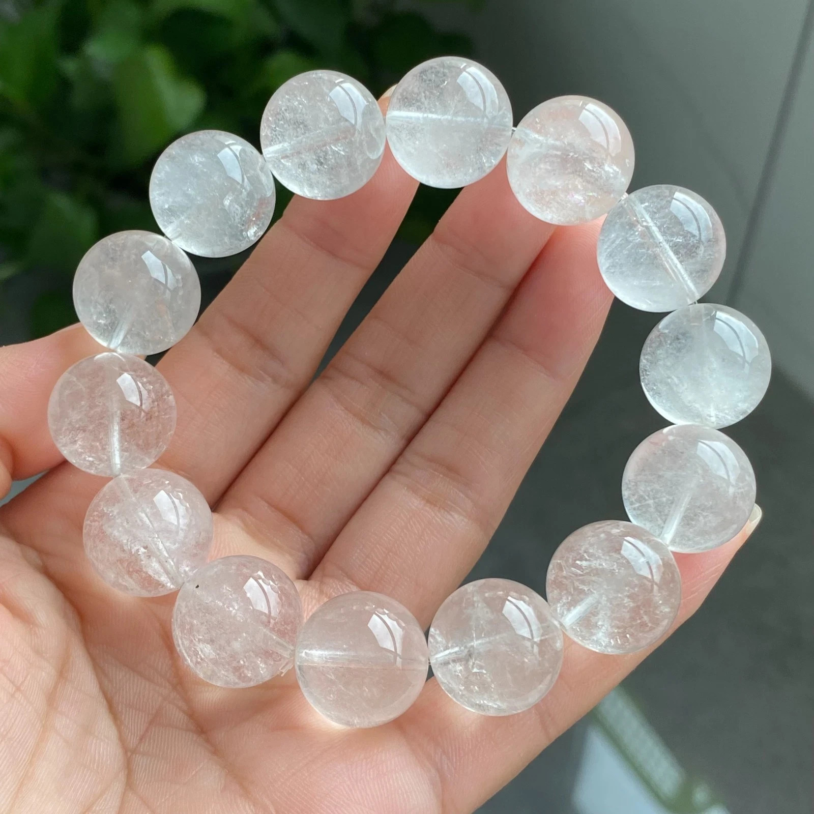 16mm Natural White Quartz Crystal Beads Bracelet AAAA 028