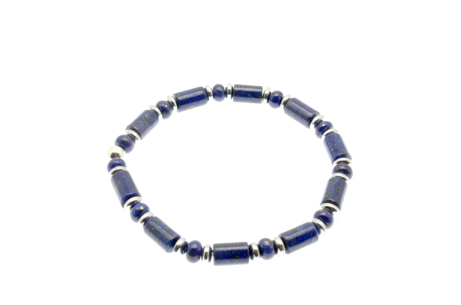 Lapis Lazuli Bracelet Hematite Sterling Silver Handmade Gift for Mens Ladies