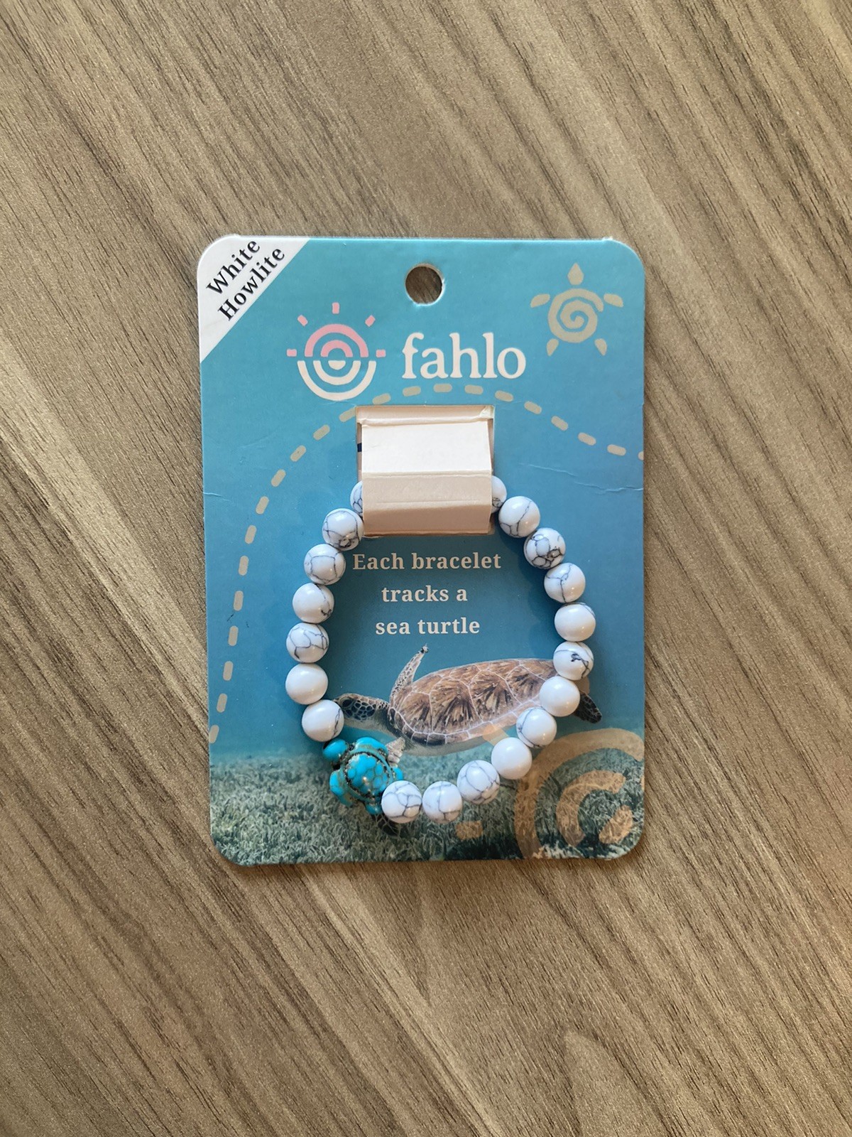 Fahlo Turtle Tracking bracelet, White Howlite Endangered Species Jewelry NWT