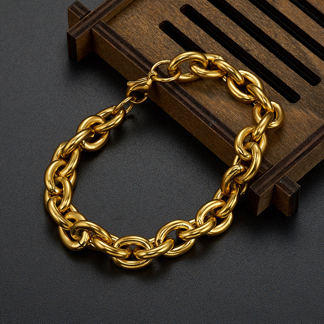 11/13/15mm Mens Round Heavy Rolo Chain Link 316L Stainless Steel Bracelet Bangle
