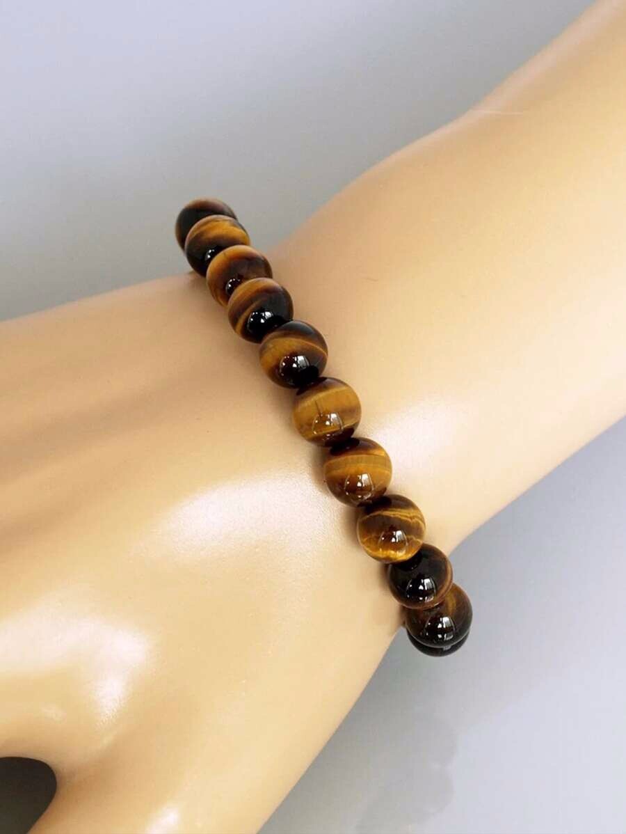 Tiger Eye Bracelet 8mm Men Women Handmade Natural Stone Tiger Eye Beads Bracelet