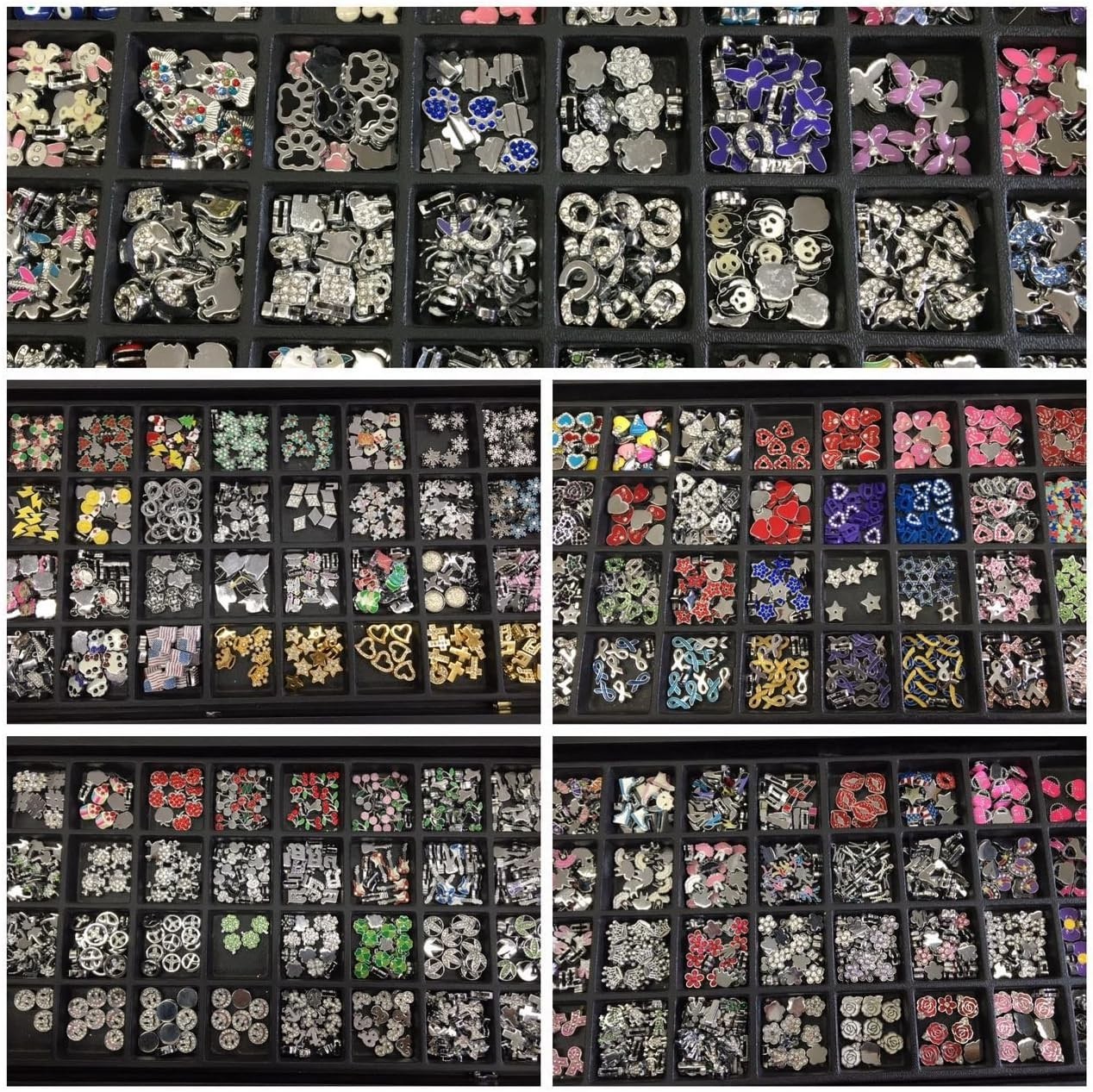 50 x mixed Rhinestone Slide animal heart stars sports Charm Fit 8mm Wristbands