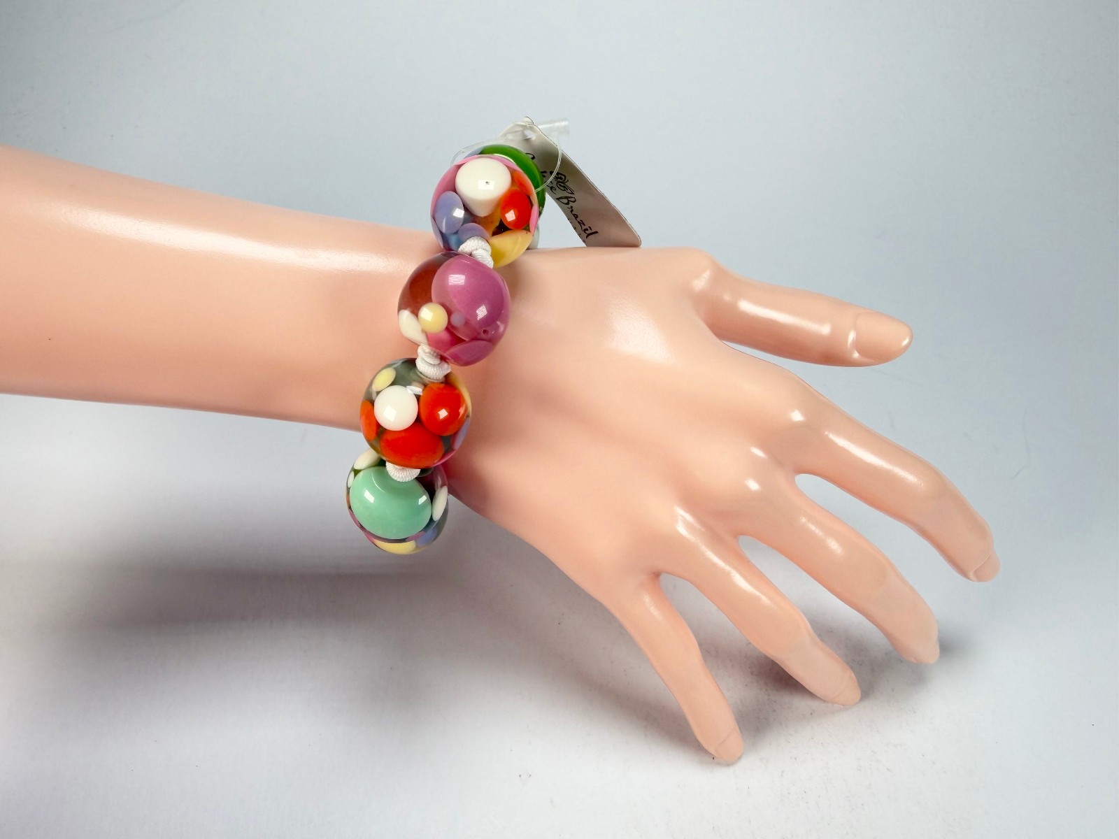 Jackie Brazil “Spots” Spotted Balls On Elastic Resin Bracelet ( B1470 )