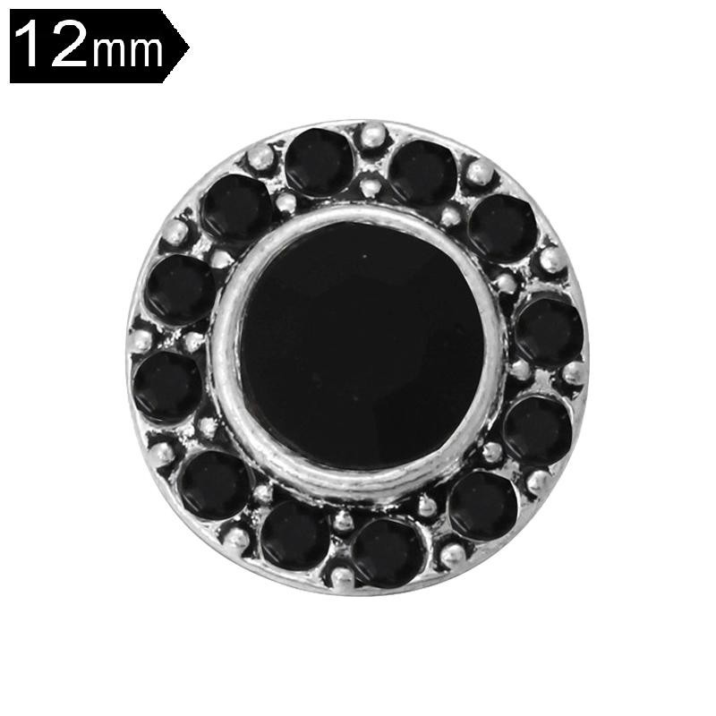 Snap Button 12 mm for Snap Jewelry Clear Black Silver
