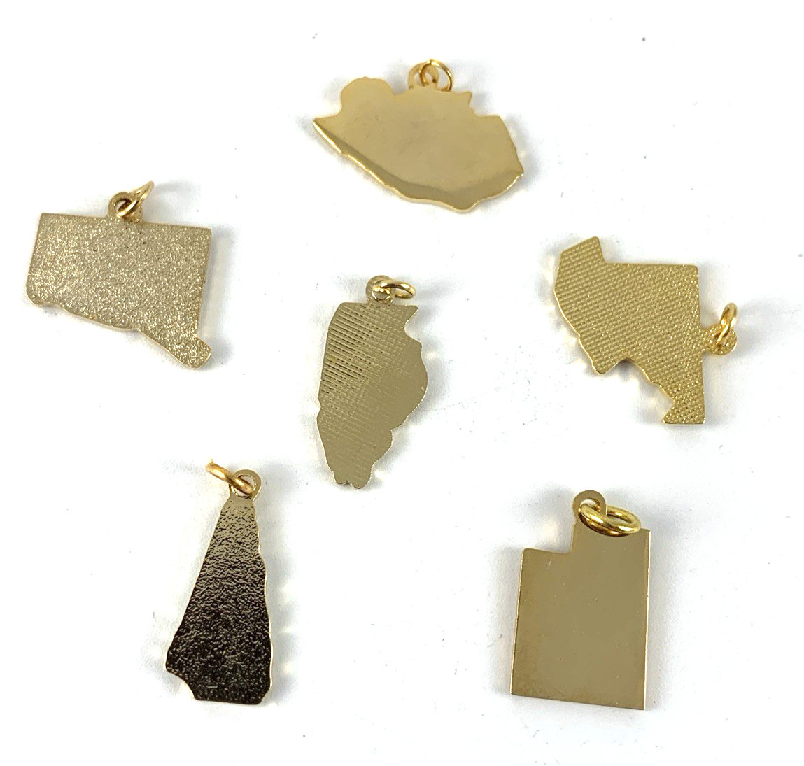 State Charms Enamel | Travel | Lot of 6 | Gold Tone | New Old Stock