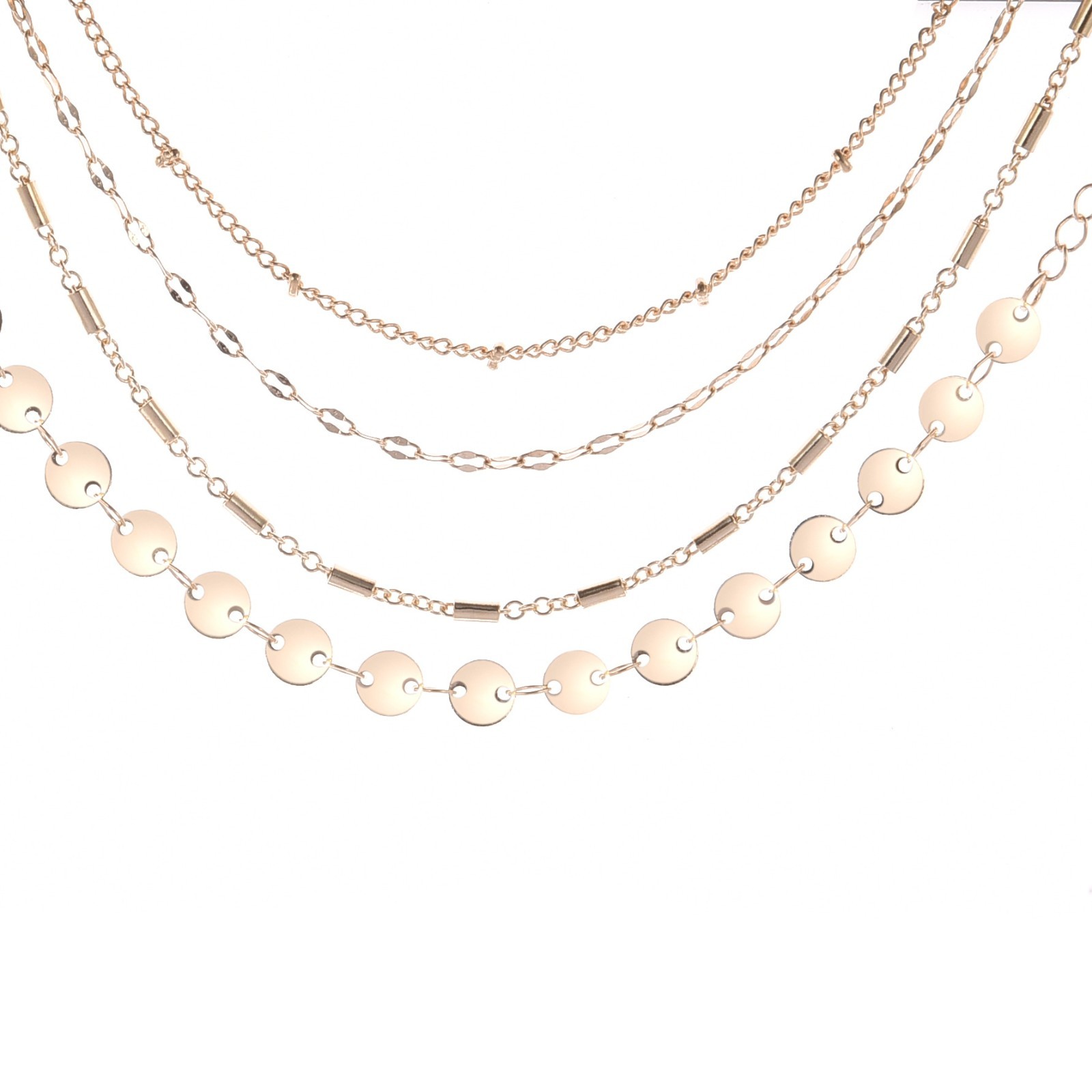 4pc Gold Chain Bracelet Set Boho Disc Tube Layered Charm Bracelets Gift for Her