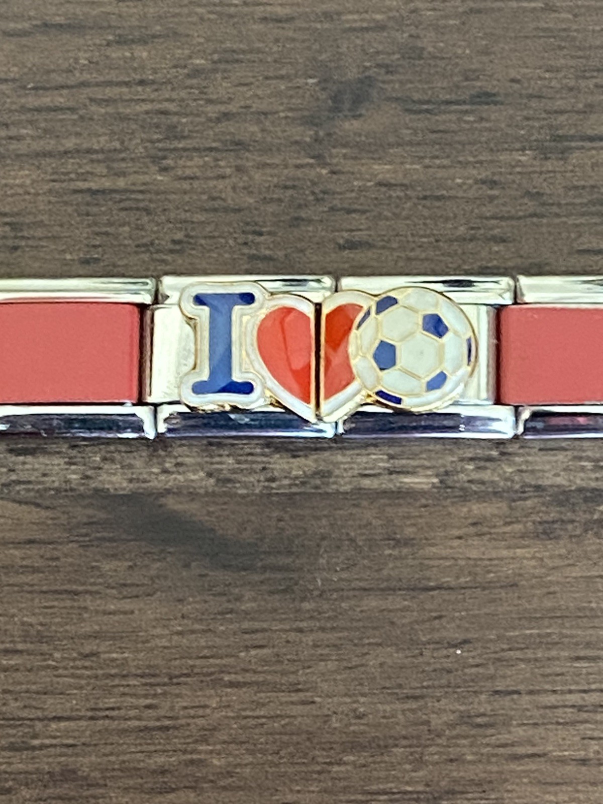 18 Charm I ❤️ Soccer / Soccer Fever / Ready To Wear Italian Charm Bracelet New