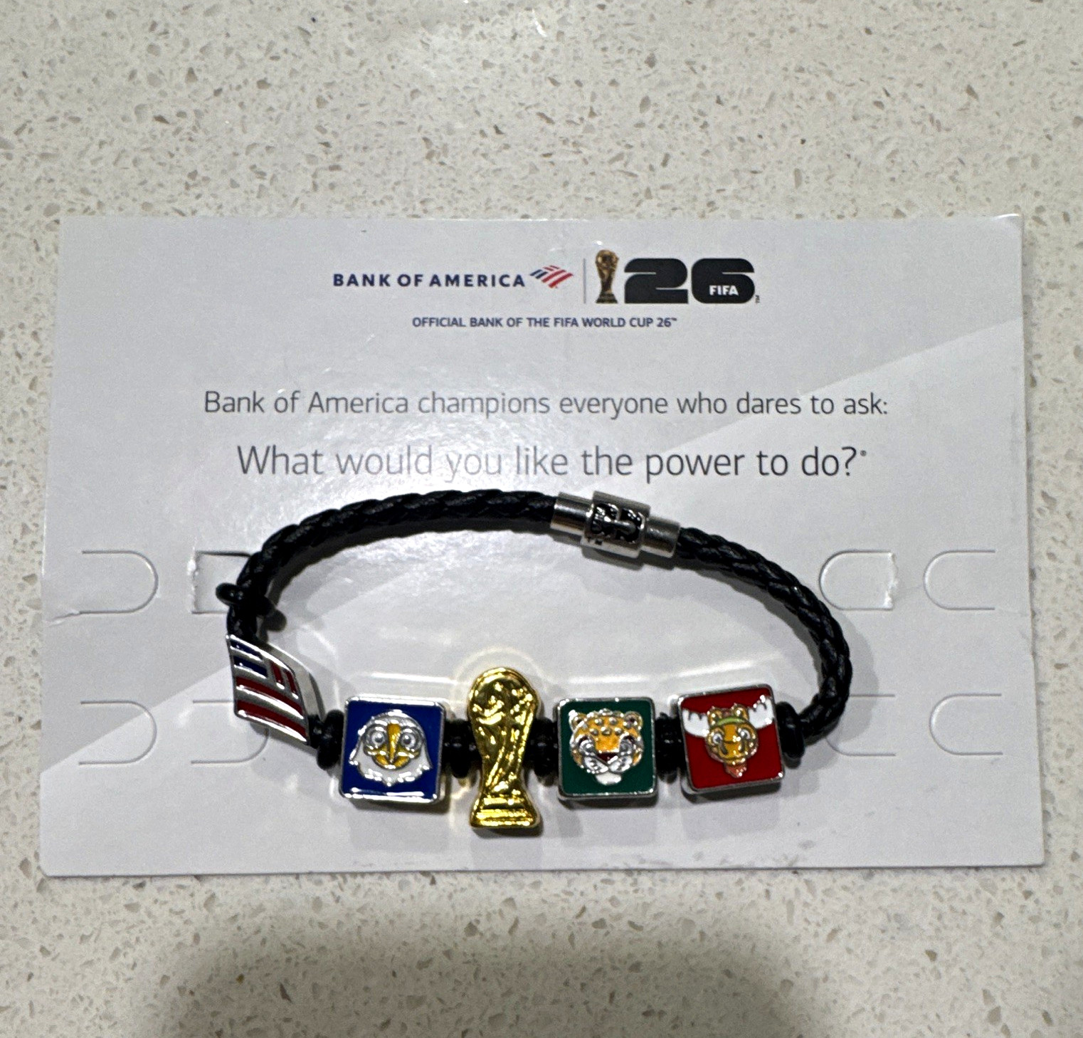 FIFA World Cup 2026 Braided Leather Beaded Charm Bracelet Magnetic Clasp small