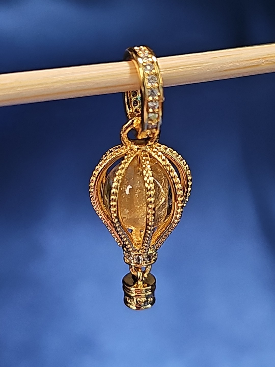 PANDORA Gold Sparkling Yellow Hot Air Murano Balloon Charm