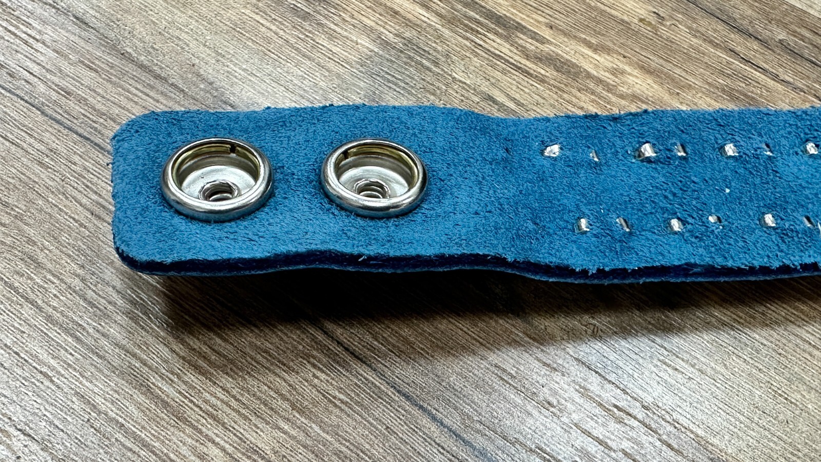 Blue Leather Bracelet Men Women Fashion Studded Cuff Wristband Punk Goth Rave