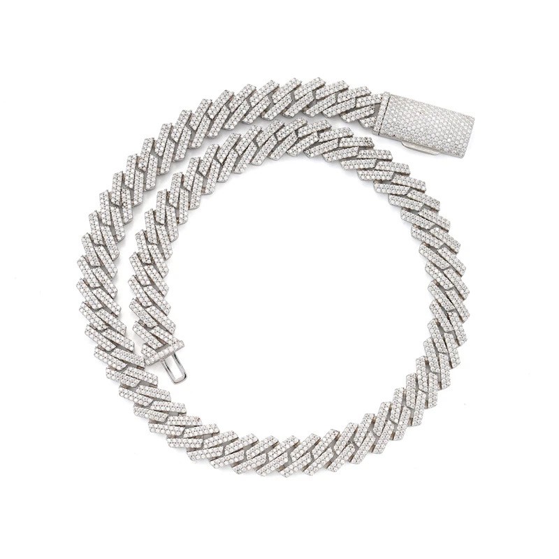 MOISSANITE Real Miami Cuban Link Prong Bracelet Iced Solid 925 Sterling Silver