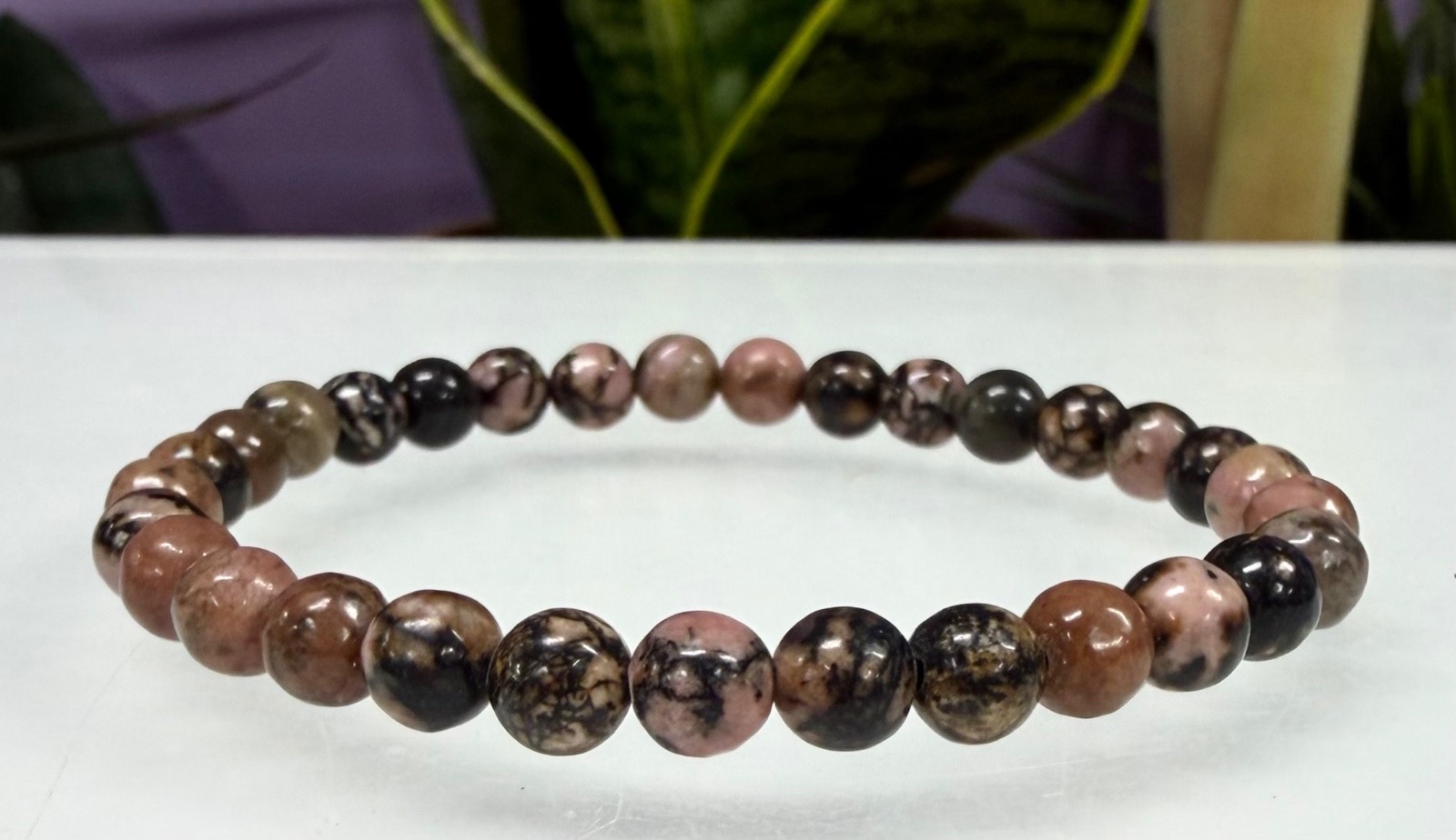 Wholesale Lot 6 Pcs Natural Rhodonite 6mm 7.5” Crystal Healing Stretch Bracelet