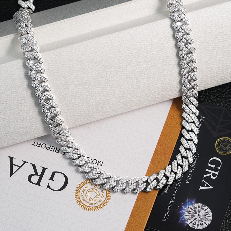 MOISSANITE Real Miami Cuban Link Prong Bracelet Iced Solid 925 Sterling Silver