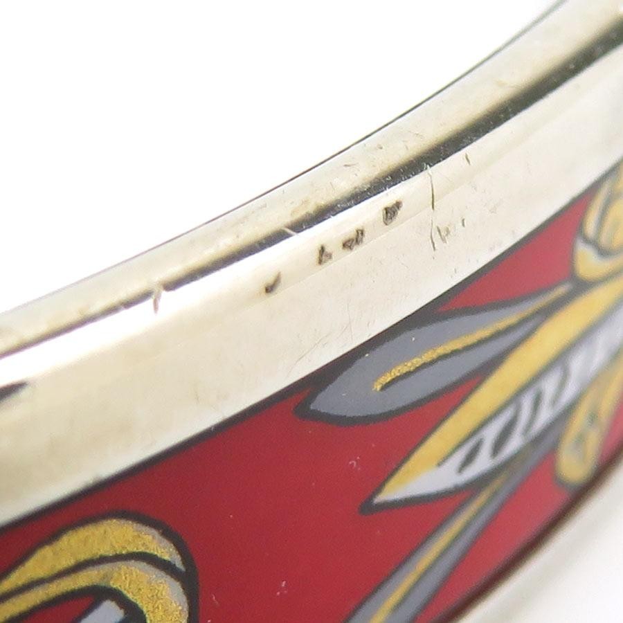 HERMES Bangle Bracelet Enamel Metal/Enamel Silver/Red/Multicoloured