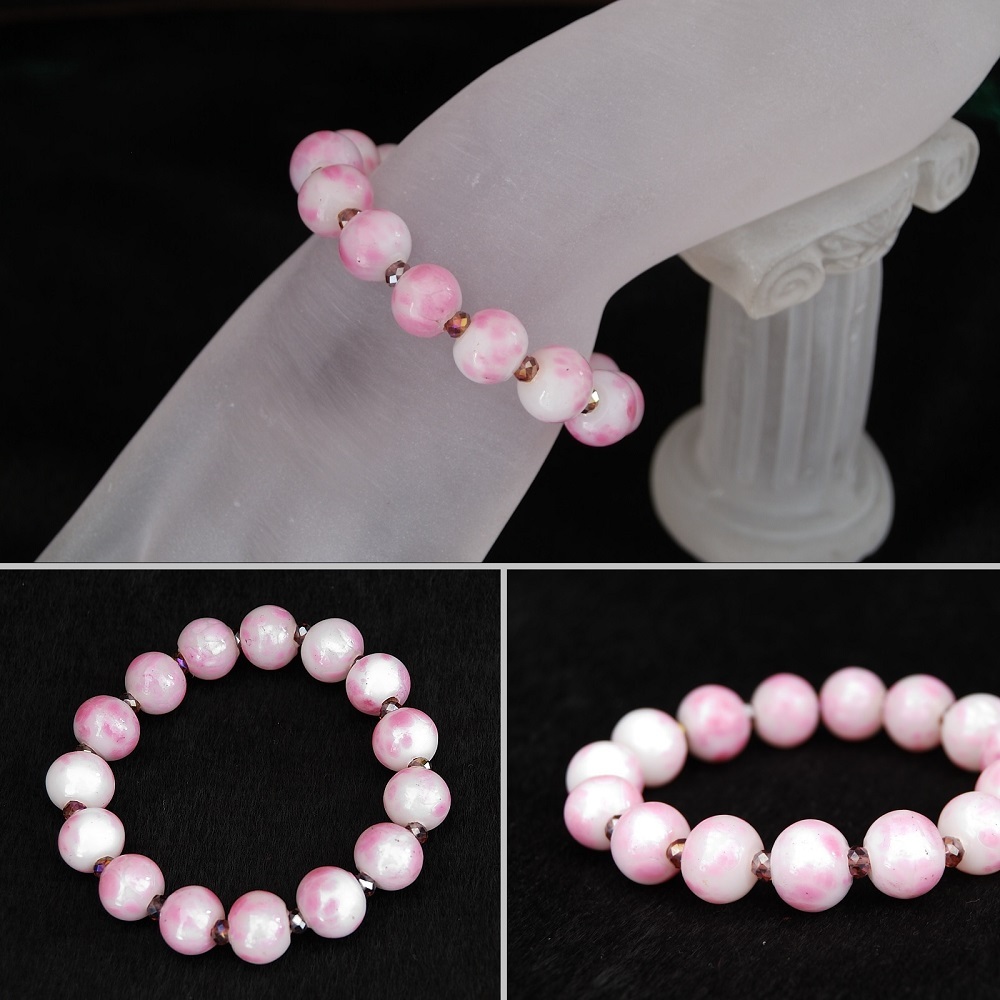 10mm Multi-color Glass Stretch Bracelet