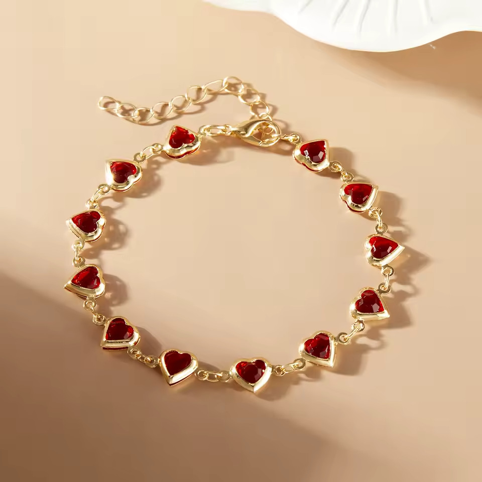 Elegant Crystal Zircon Metal Chain Bracelets for Women Heart Bracelet