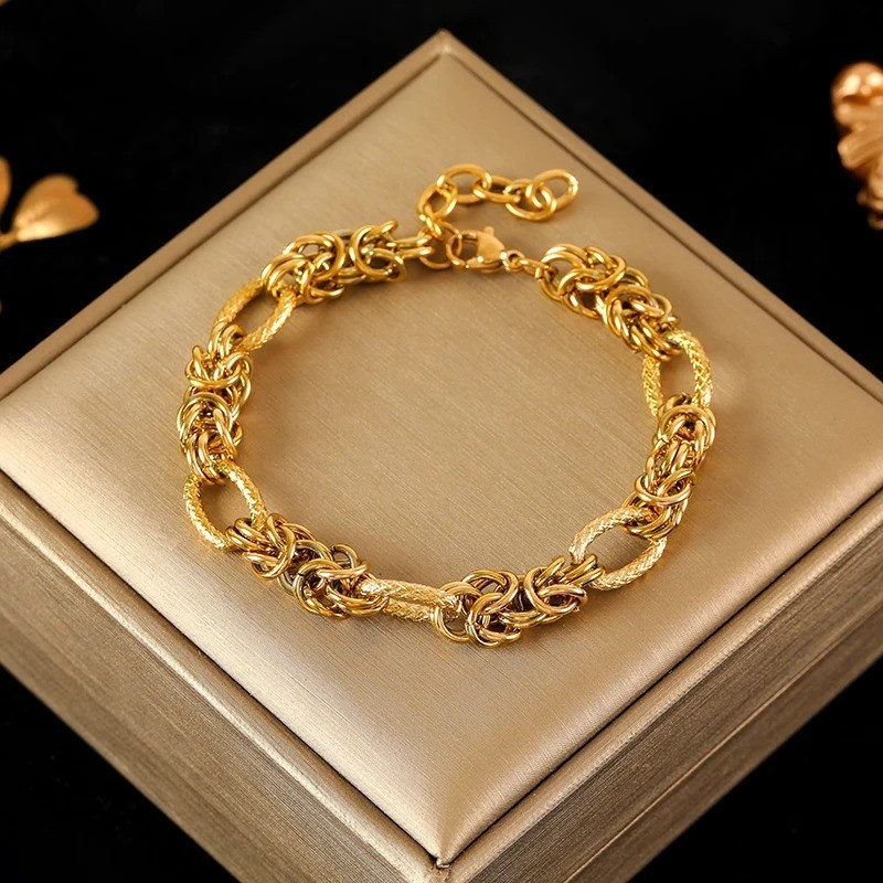 Bracelet Women 18K Gold Pated Bangle 316L Stainless Steel Party