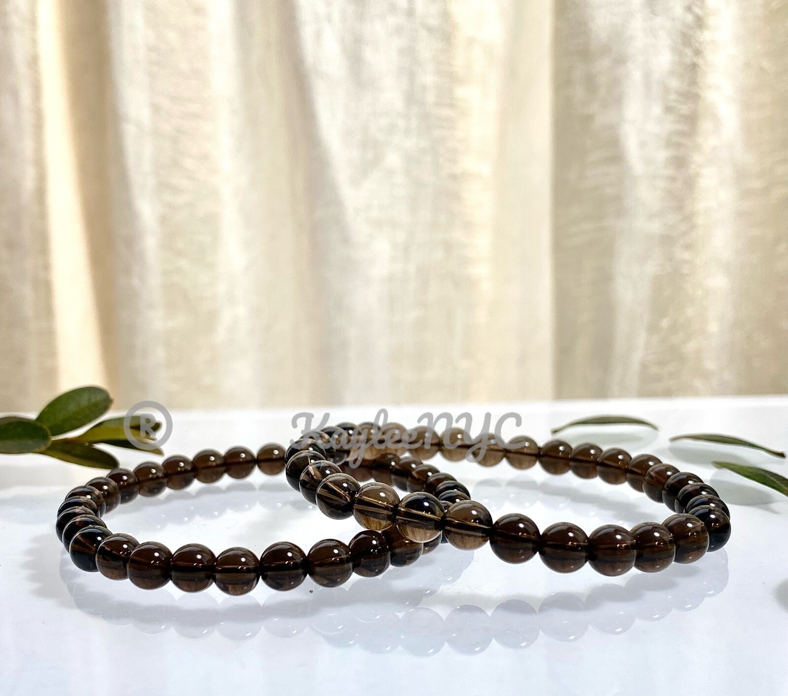 Wholesale Lot 6 Pcs Natural Smoky Quartz 6mm 7.5” Crystal Stretch Bracelet