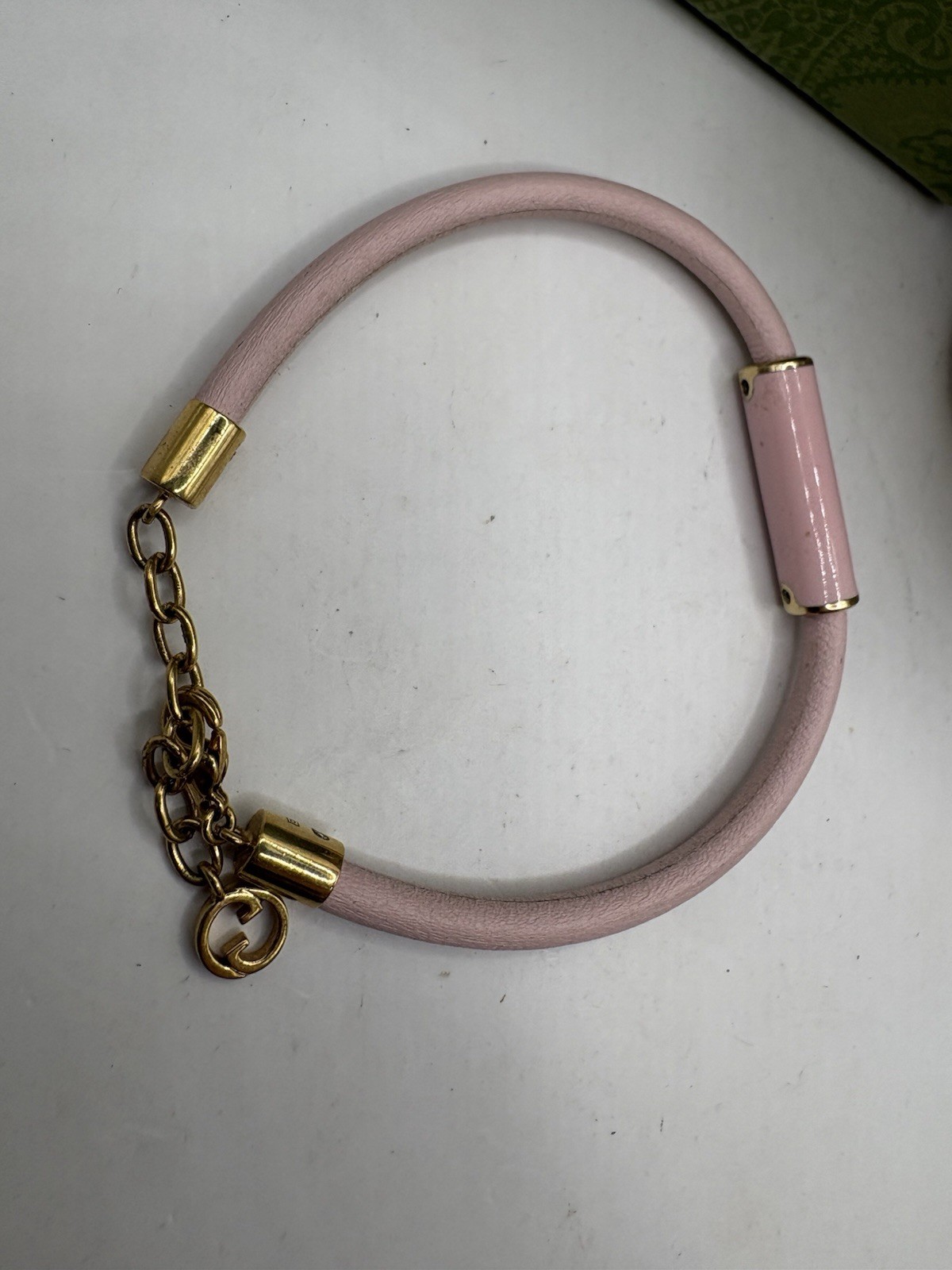 Gucci Pink Leather Enamel Bracelet With Box & Dust Bag
