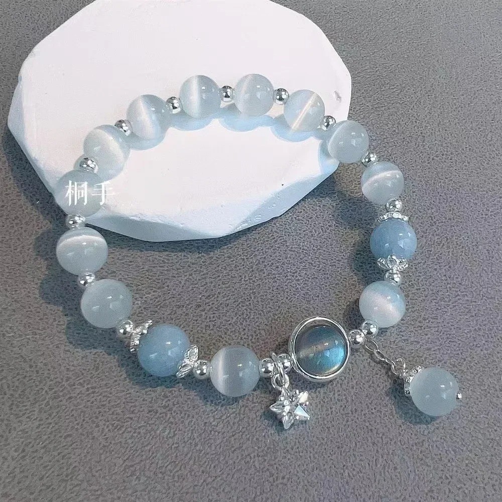 Star Chain Tassel Beaded Bracelet Women Crystal Elastic Rope Charm Jewelry