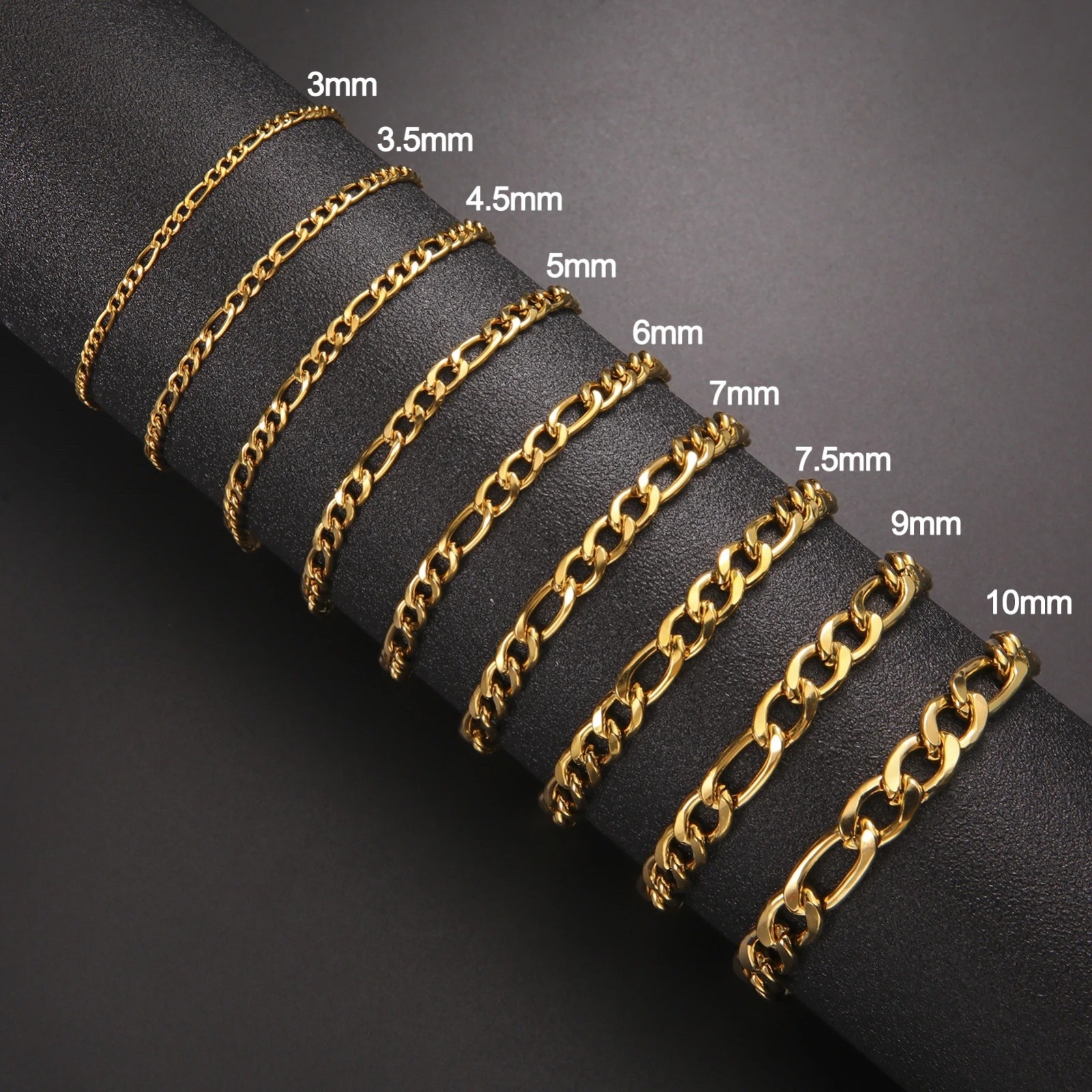 Stainless Steel Figaro Chain Lobster Bracelet 7″-10″ Men Women 3-12mm N71