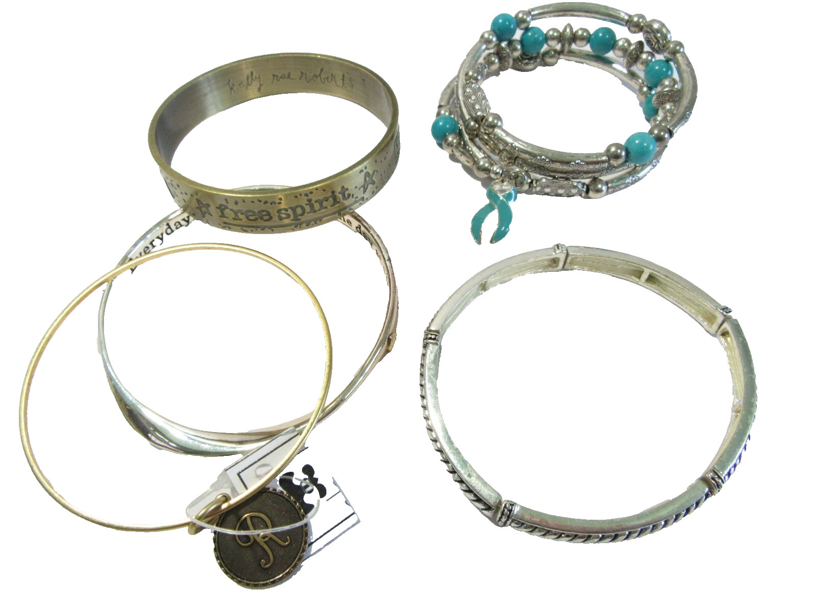 INSPIRATIONAL MODERN BRACELET LOT ONE DAY AT A TIME FREE SPIRIT WRAP LETTER R