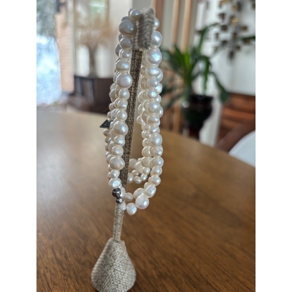 5 Strand Genuine Pearl Bracelet Sterling Silver Charm 925 China