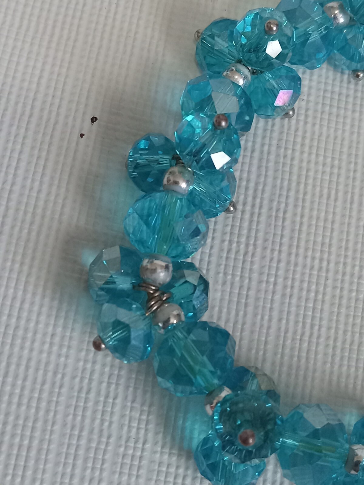 Blue Translucent Imitation Faceted Crystal Beads Elasticized Statement Bracelet