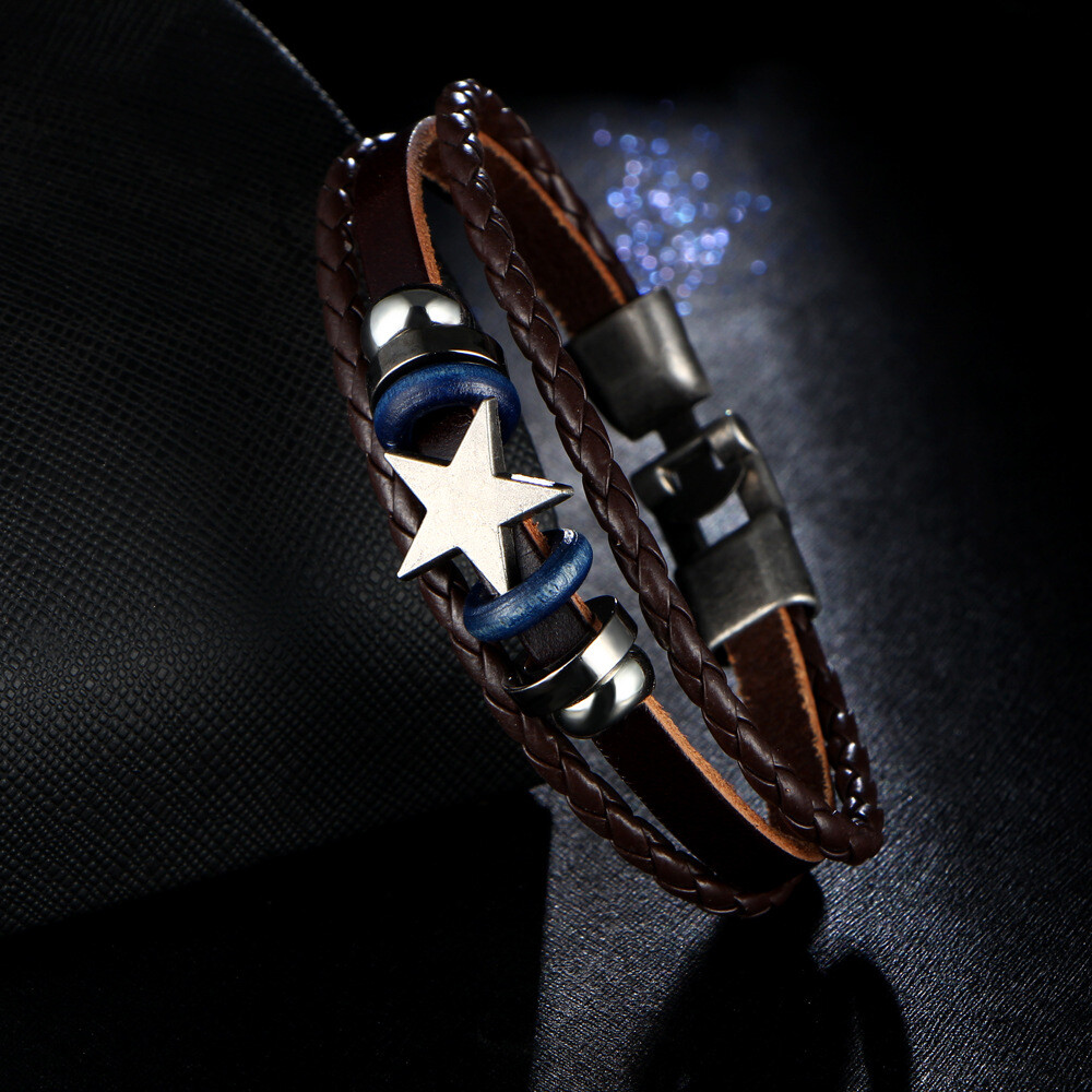 Multilayer Leather Bracelet Braided Men’s Women’s Wristband Bangle Jewelry Steel