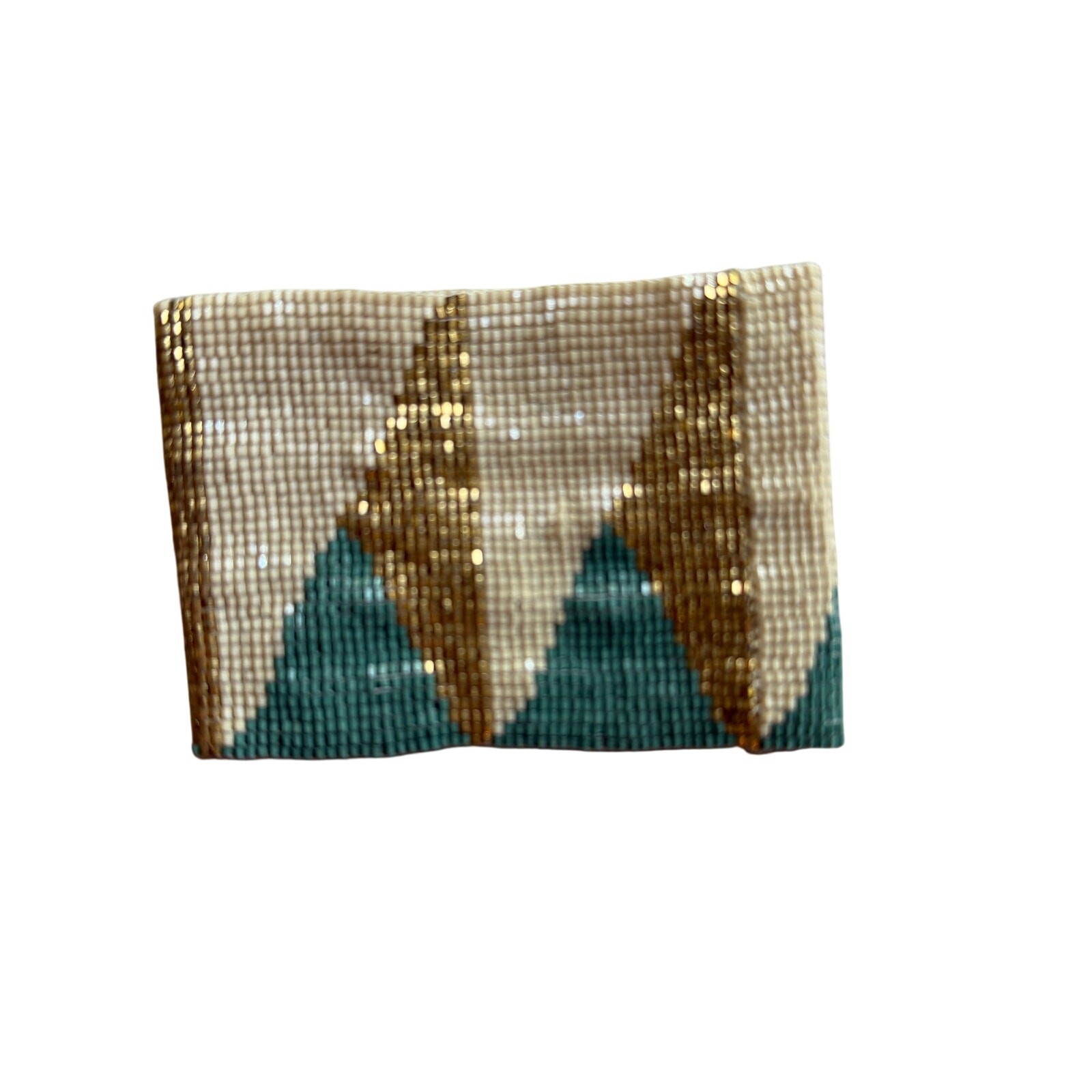 Dolce & Dunlap Hand Beaded Cuff Bracelet Gold Turquoise Statement Bracelet Boho