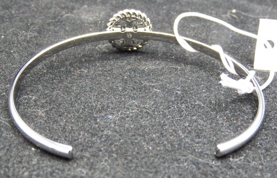 Tory Burch Silver Tone Rope Logo Cuff Bracelet NWT!